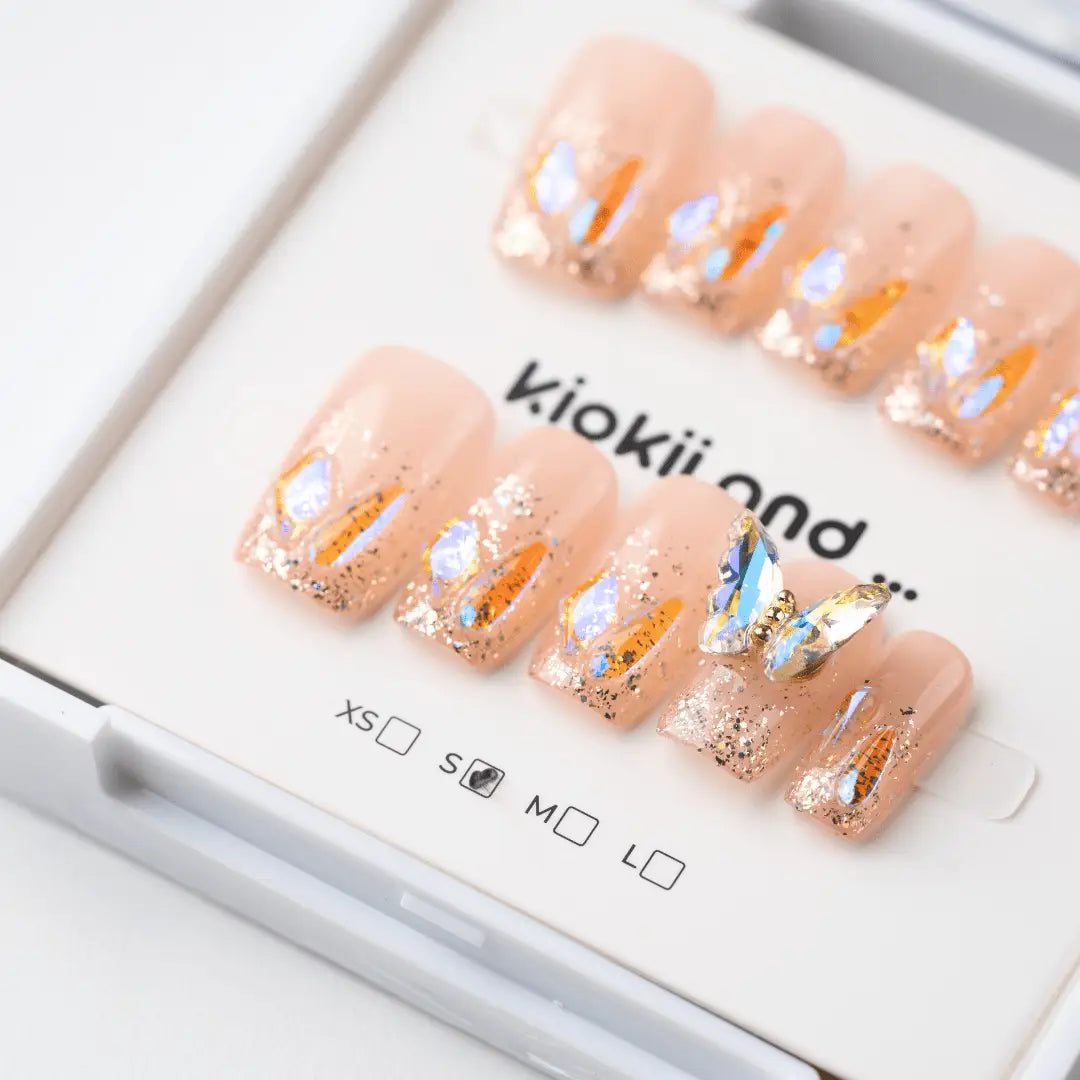 Kiokii Handmade Press - On Nails - Butterfly Glimmer by Kiokii and... – Press - On Nails