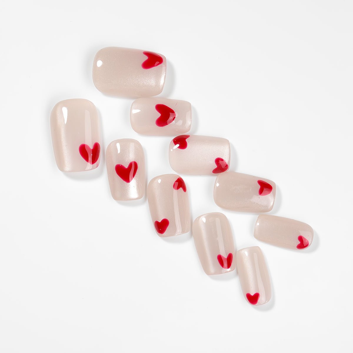 Kiokii Handmade Press - On Nails - Charming Pink Heart Wearable by Kiokii and... – Press - On Nails