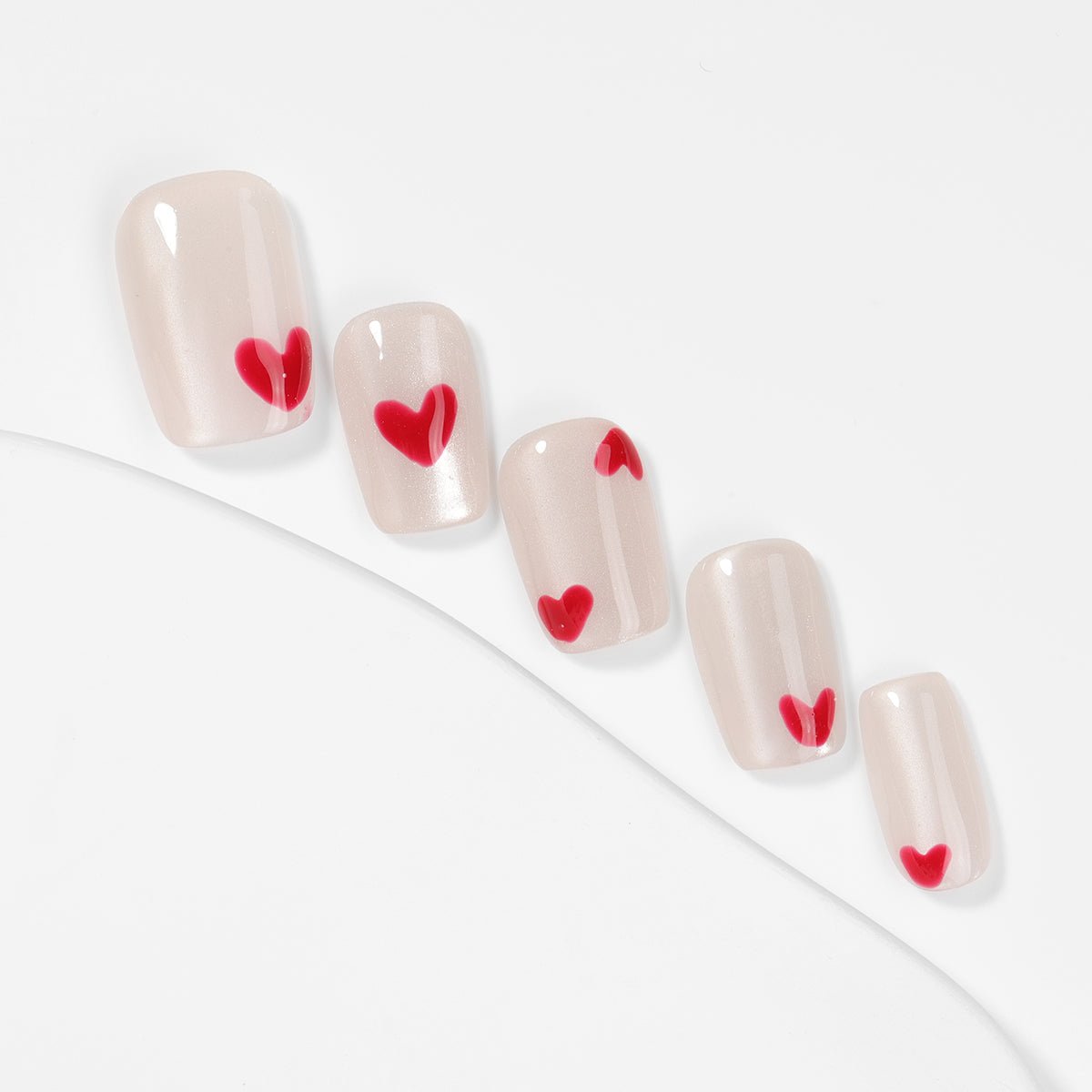 Kiokii Handmade Press - On Nails - Charming Pink Heart Wearable by Kiokii and... – Press - On Nails