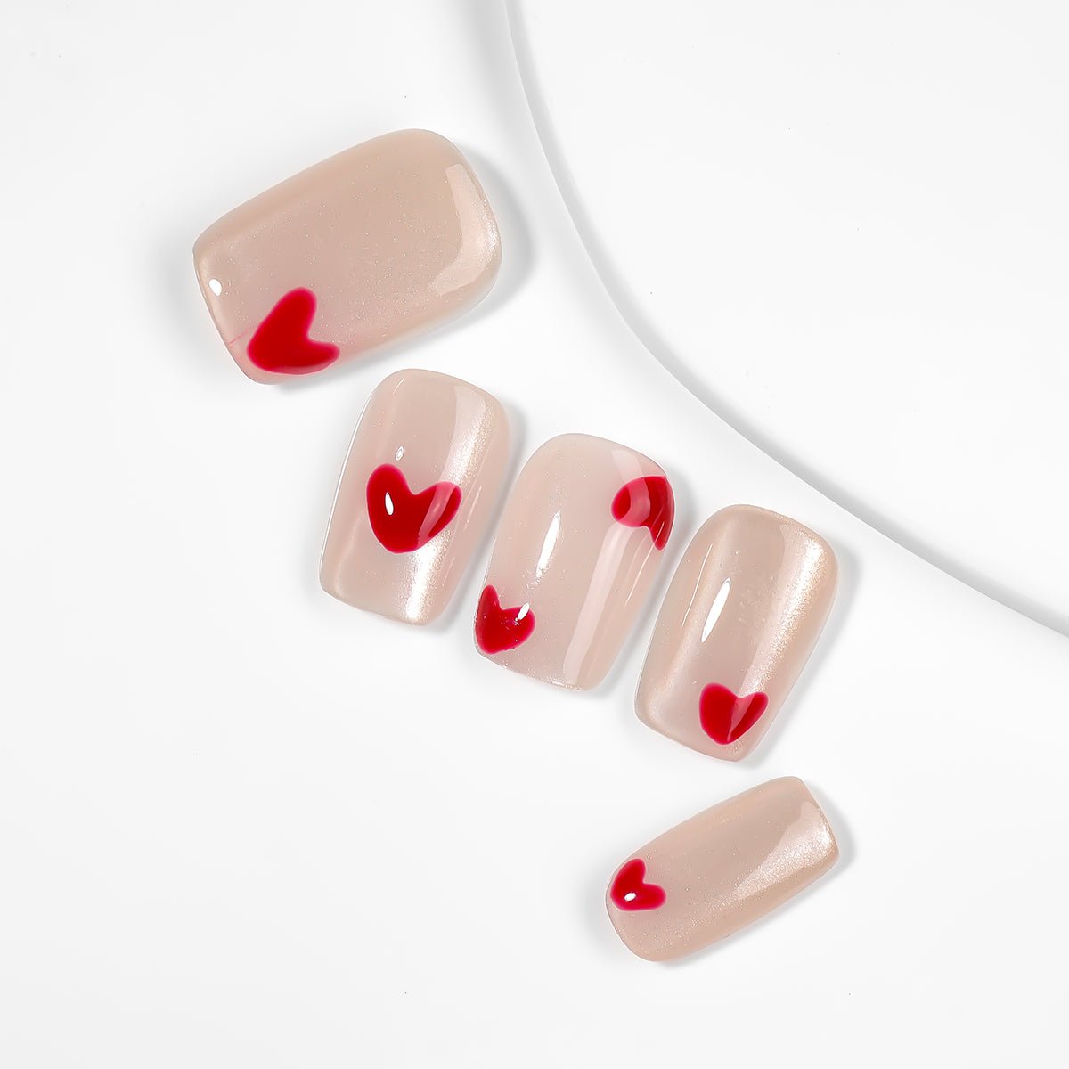 Kiokii Handmade Press - On Nails - Charming Pink Heart Wearable by Kiokii and... – Press - On Nails