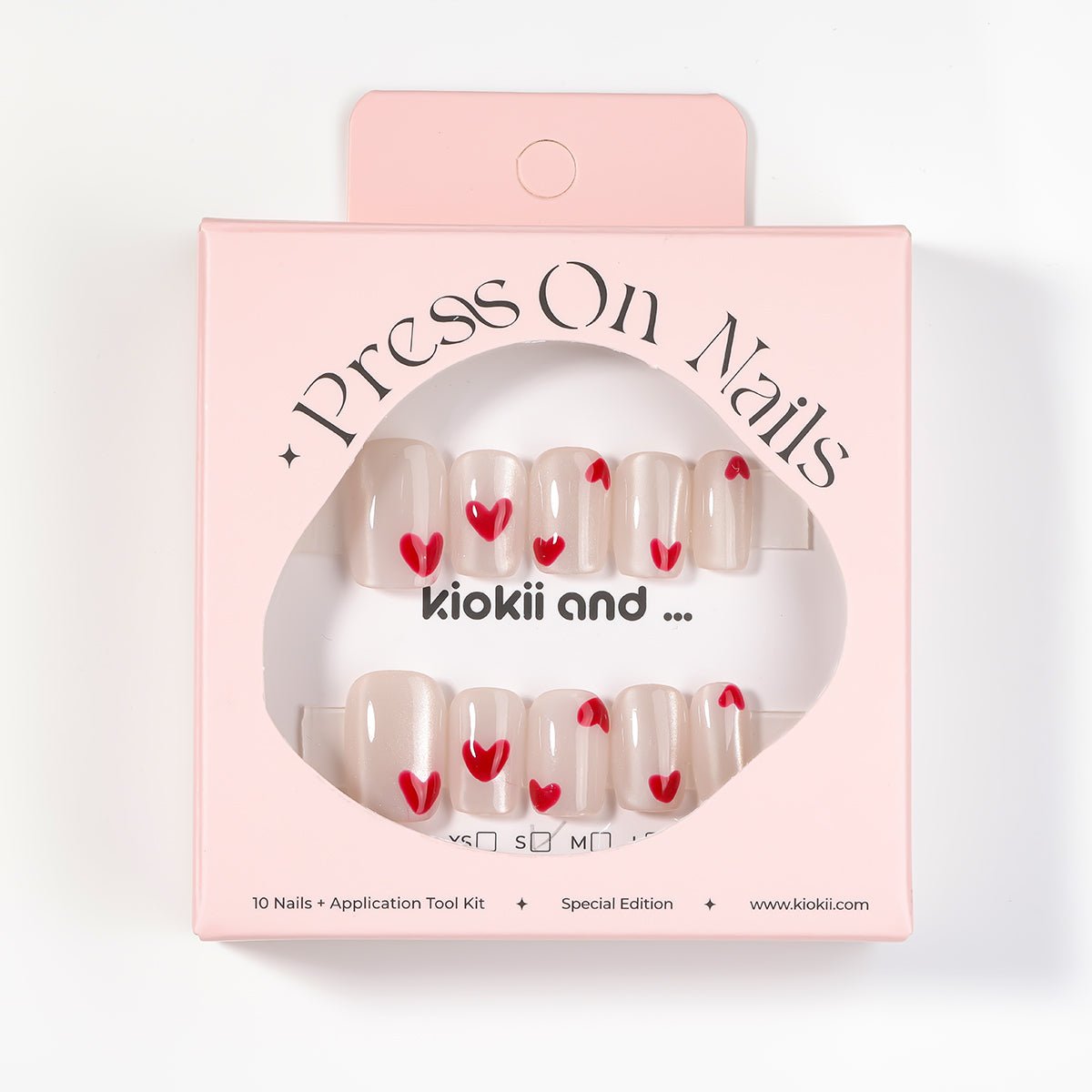 Kiokii Handmade Press - On Nails - Charming Pink Heart Wearable by Kiokii and... – Press - On Nails