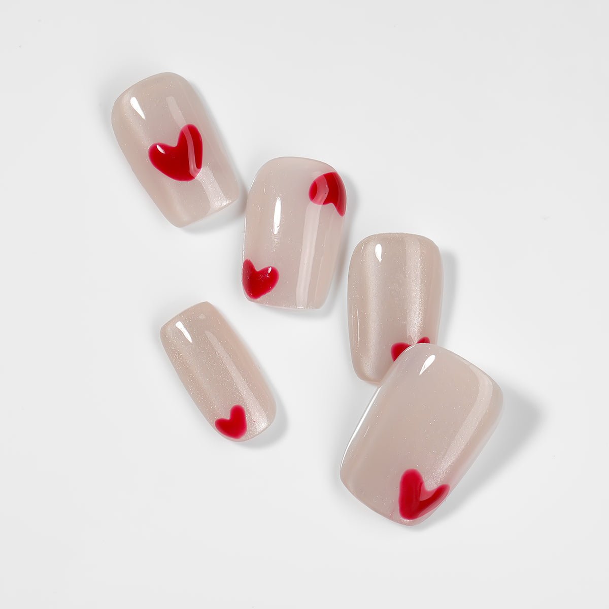 Kiokii Handmade Press - On Nails - Charming Pink Heart Wearable by Kiokii and... – Press - On Nails