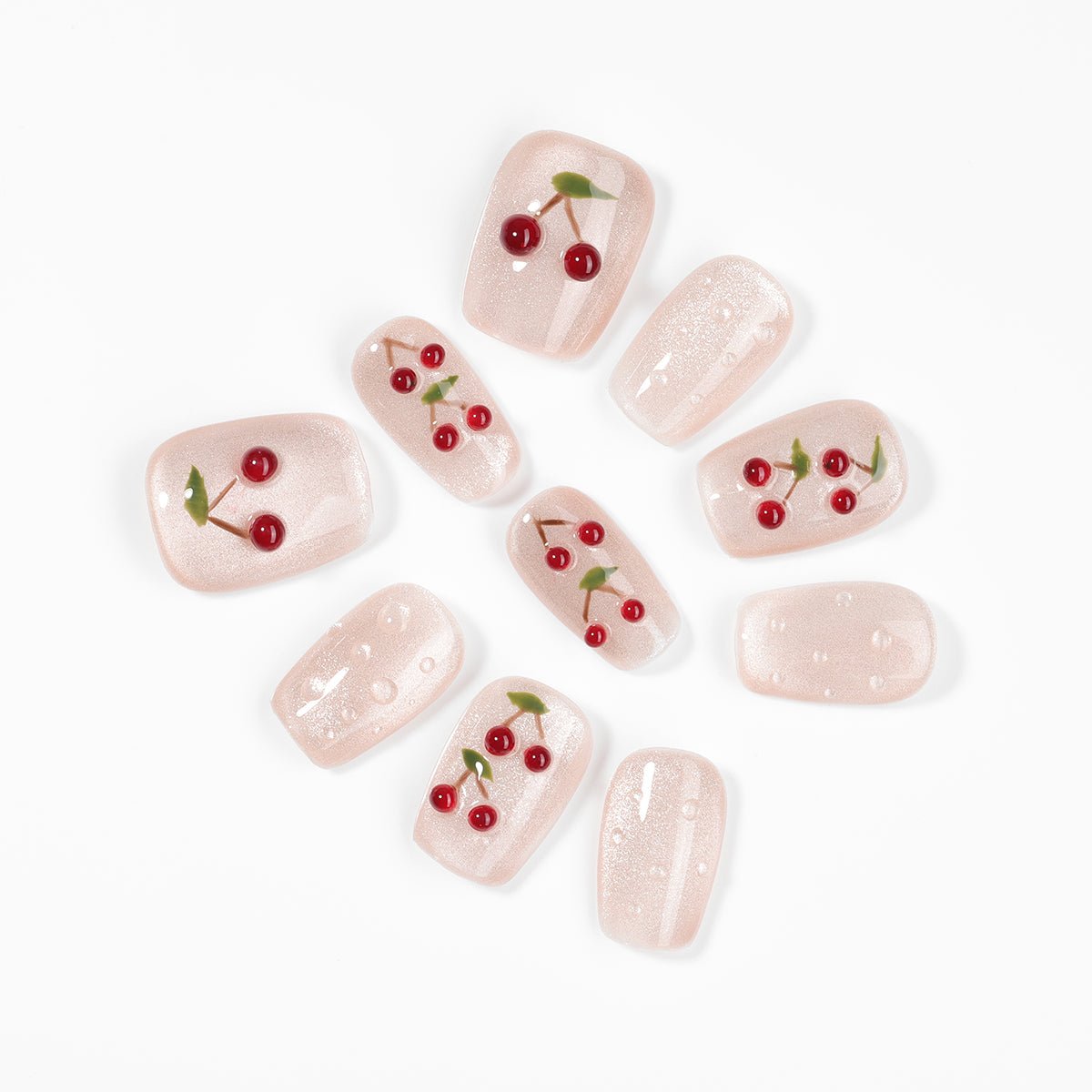 Kiokii Handmade Press - On Nails - Cherry Bloom Delicate Nail Wraps by Kiokii and... – Press - On Nails