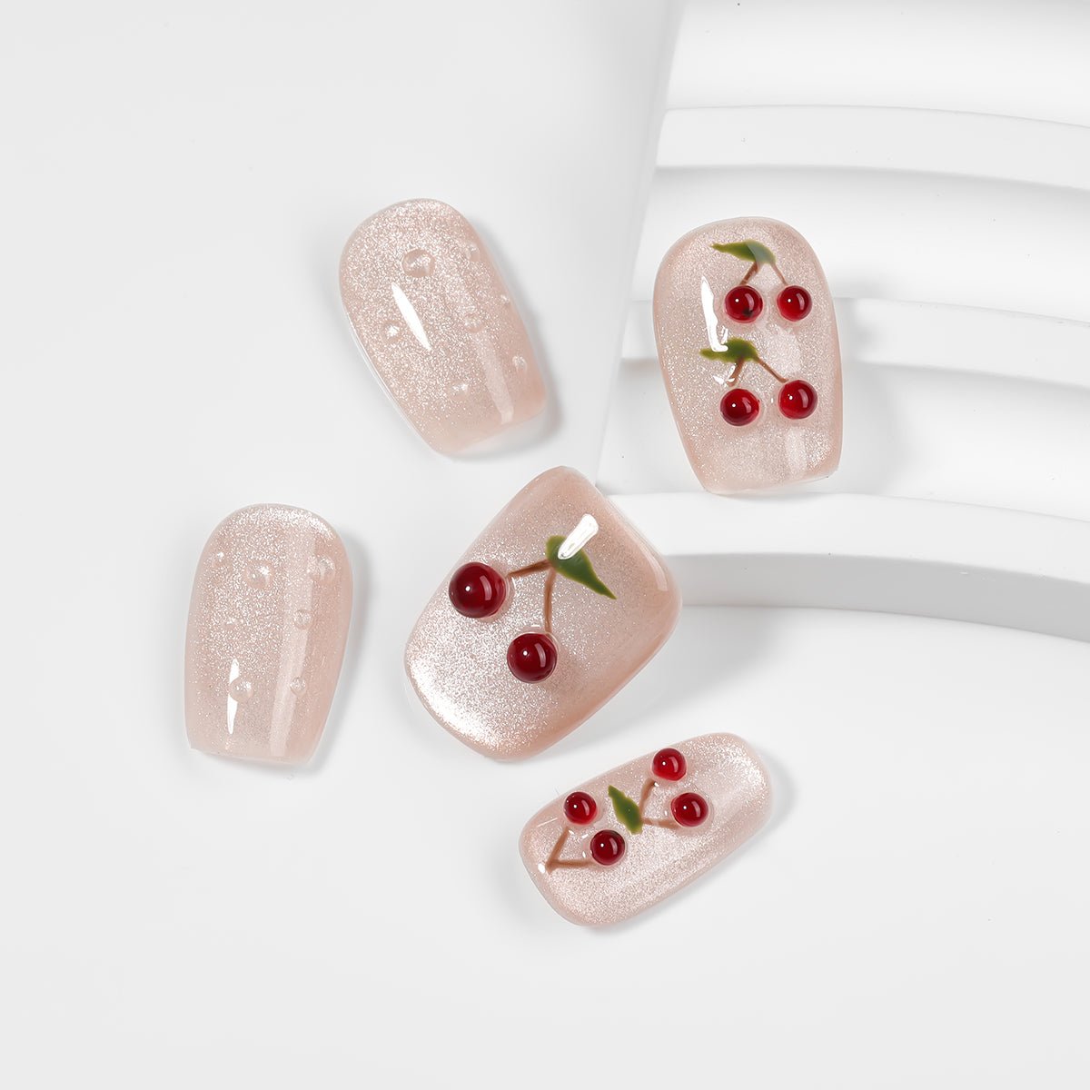 Kiokii Handmade Press - On Nails - Cherry Bloom Delicate Nail Wraps by Kiokii and... – Press - On Nails