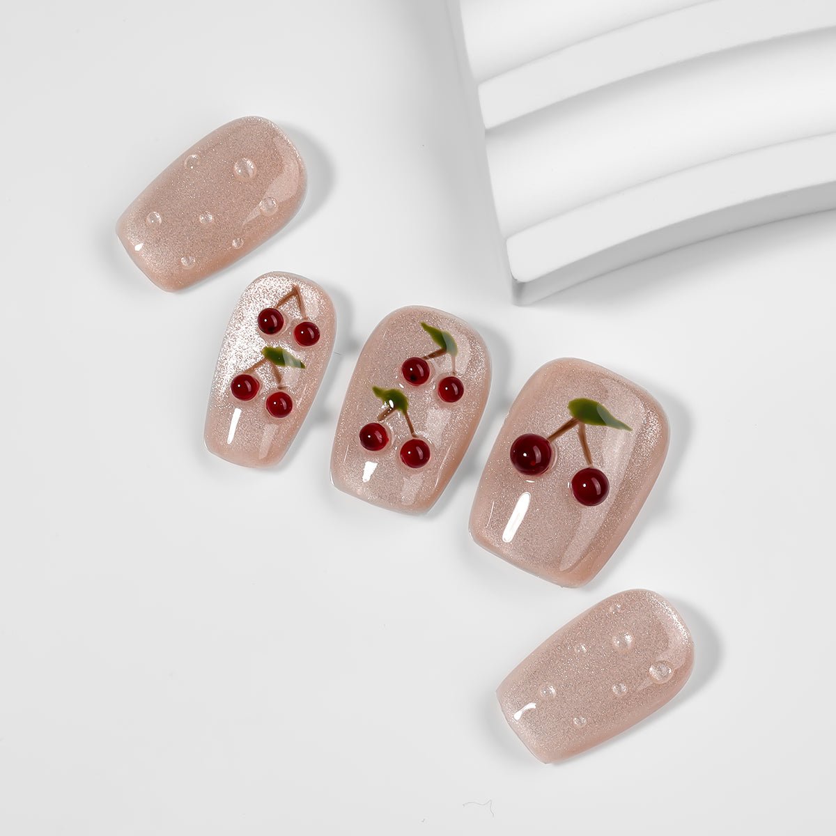 Kiokii Handmade Press - On Nails - Cherry Bloom Delicate Nail Wraps by Kiokii and... – Press - On Nails