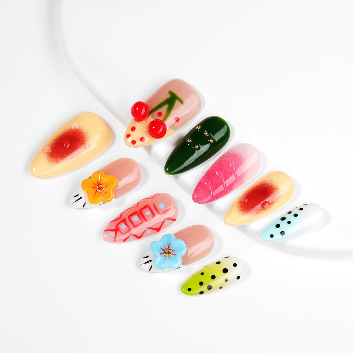Kiokii Handmade Press - On Nails - CherryBloom Nail Art by Kiokii and... – Press - On Nails