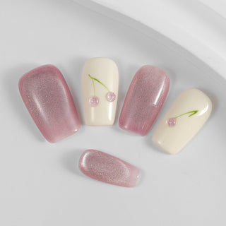 Kiokii Handmade Press - On Nails - Cute Pink Cherry by Kiokii and... – Nail Art photo
