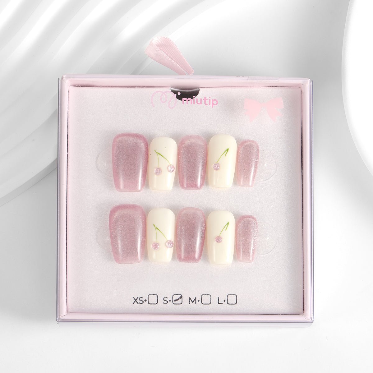 Kiokii Handmade Press - On Nails - Cute Pink Cherry by Kiokii and... – Nail Art