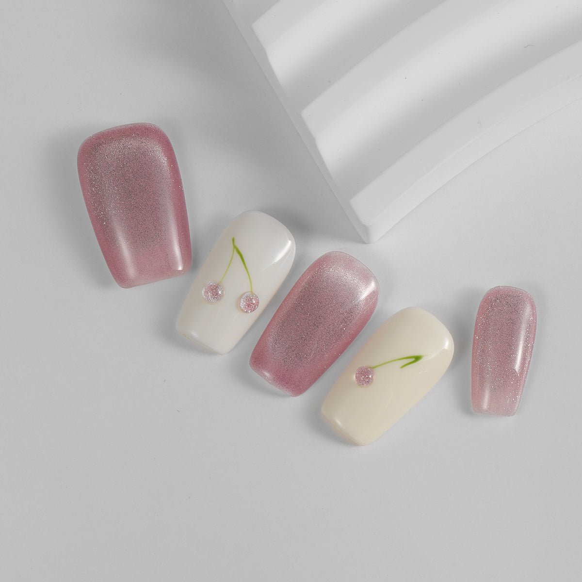 Kiokii Handmade Press - On Nails - Cute Pink Cherry by Kiokii and... – Nail Art