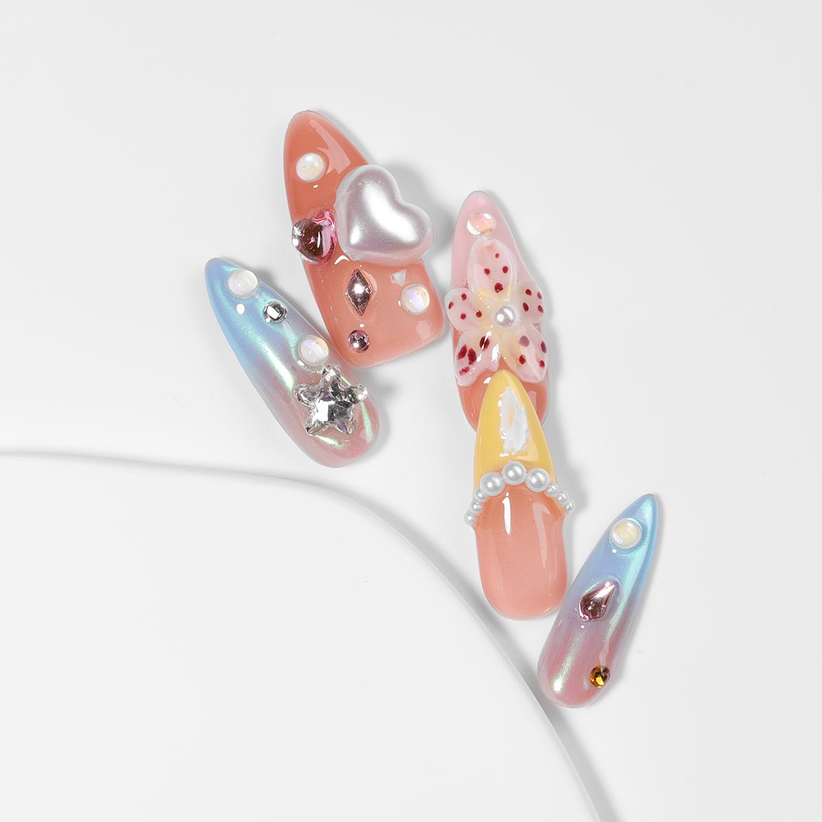 Kiokii Handmade Press - On Nails - Elegant Bloom Nail Art by Kiokii and... – Press - On Nails