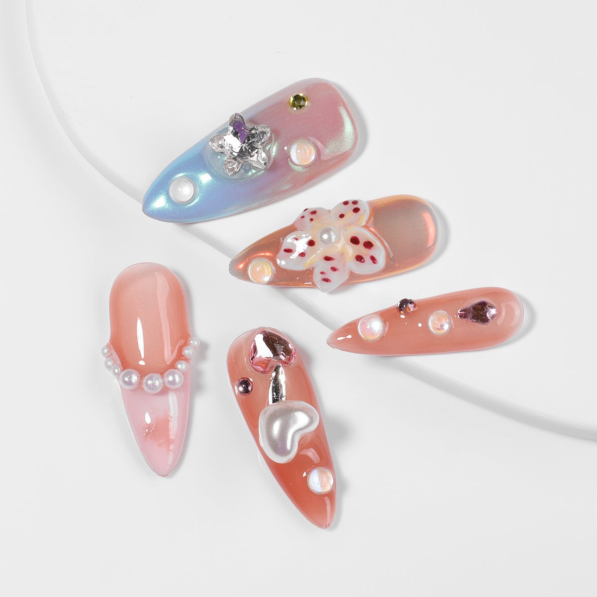 Kiokii Handmade Press - On Nails - Elegant Bloom Nail Art by Kiokii and... – Press - On Nails