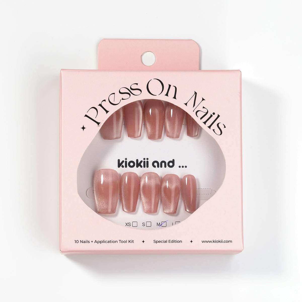 Kiokii Handmade Press - On Nails - Elegant Blush Cat's Eye Nail Set by Kiokii and... – Press - On Nails