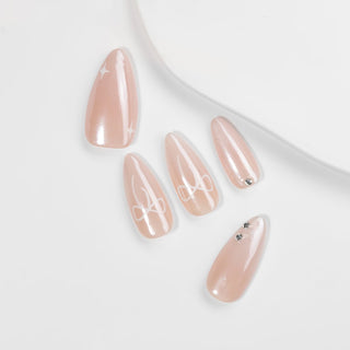 Kiokii Handmade Press - On Nails - Elegant Blush Nails with Star & Bow Accents by Kiokii and... – Press - On Nails photo