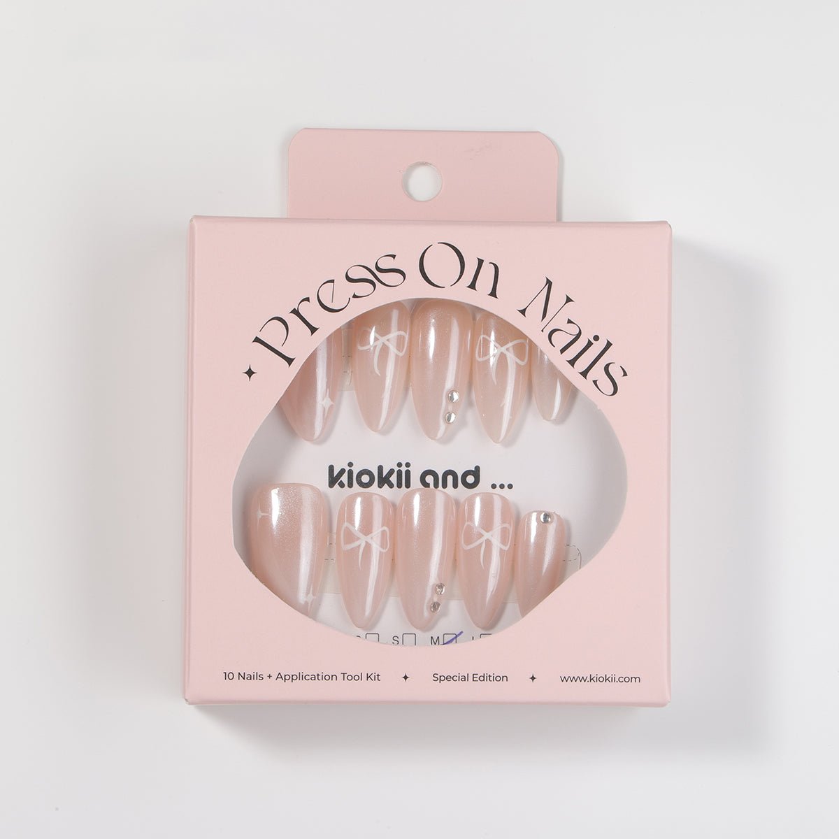 Kiokii Handmade Press - On Nails - Elegant Blush Nails with Star & Bow Accents by Kiokii and... – Press - On Nails
