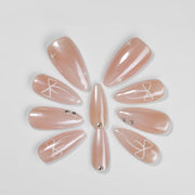 Kiokii Handmade Press - On Nails - Elegant Blush Nails with Star & Bow Accents by Kiokii and... – Press - On Nails