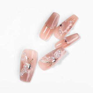 Kiokii Handmade Press - On Nails - Elegant Butterfly Pearl Nail by Kiokii and... – Press - On Nails photo