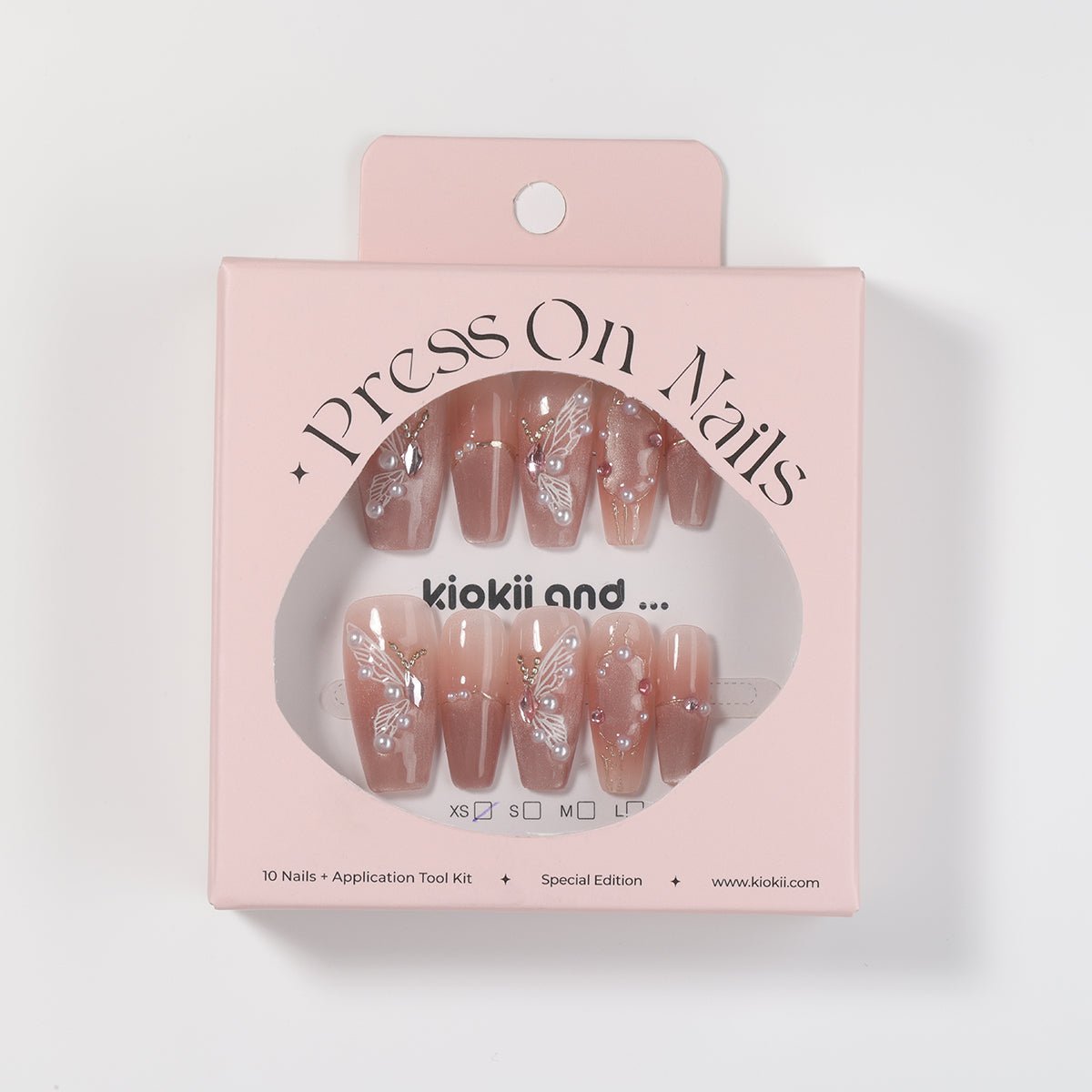 Kiokii Handmade Press - On Nails - Elegant Butterfly Pearl Nail by Kiokii and... – Press - On Nails
