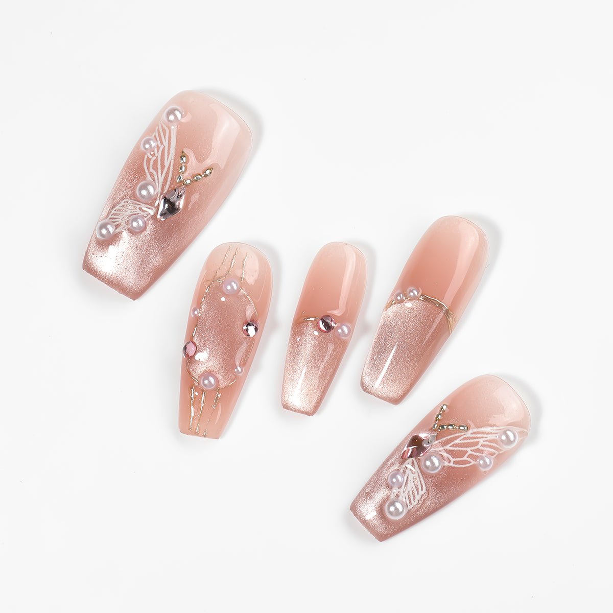 Kiokii Handmade Press - On Nails - Elegant Butterfly Pearl Nail by Kiokii and... – Press - On Nails