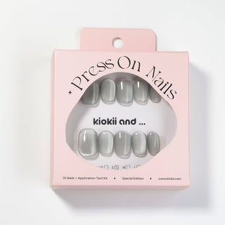 Kiokii Handmade Press - On Nails - Elegant Gray Nail Wraps Pro Kit by Kiokii and... – Press - On Nails photo