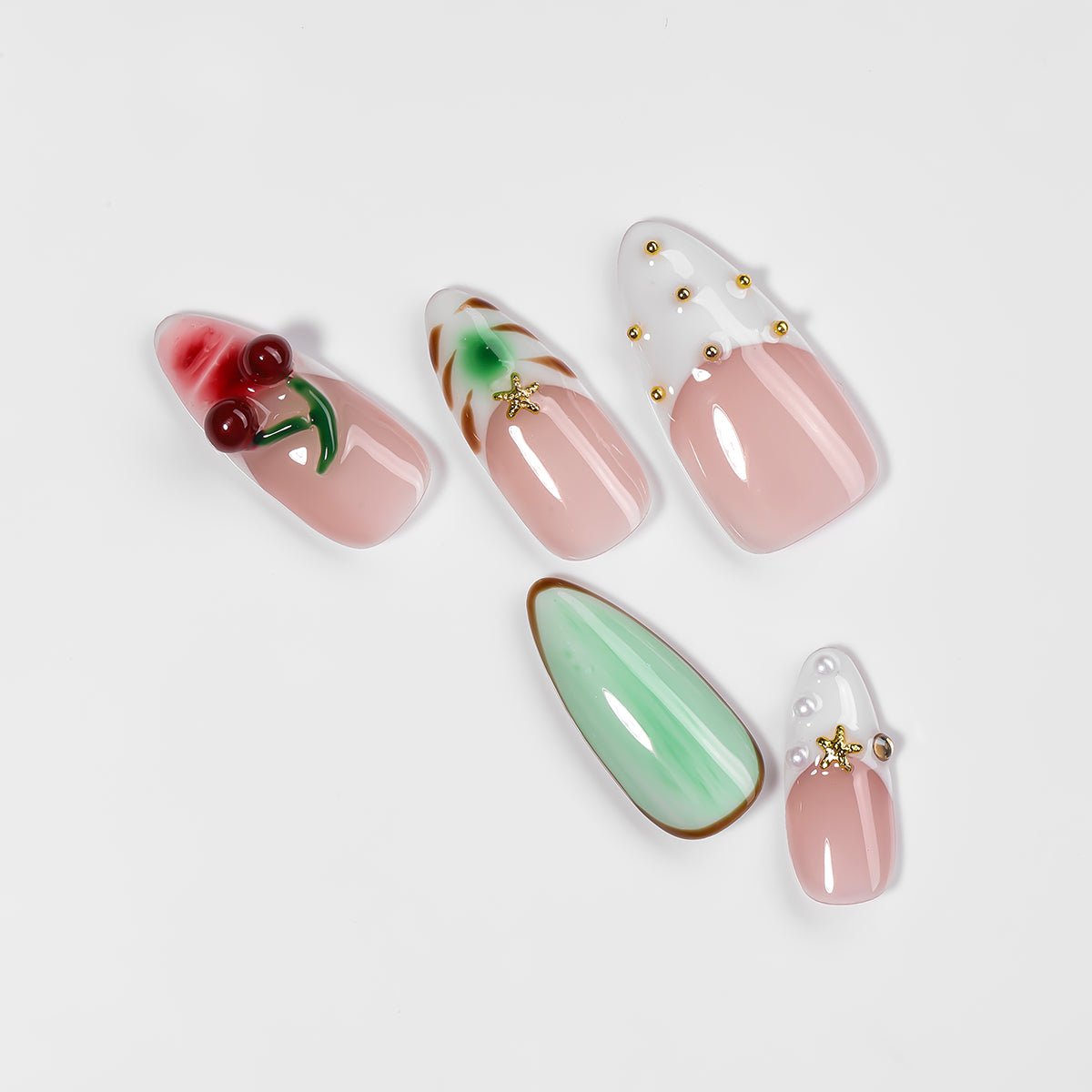 Kiokii Handmade Press - On Nails - Glamorous Bloom by Kiokii and... – Press - On Nails