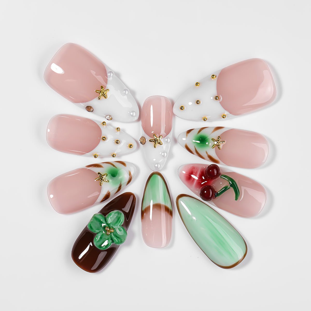 Kiokii Handmade Press - On Nails - Glamorous Bloom by Kiokii and... – Press - On Nails