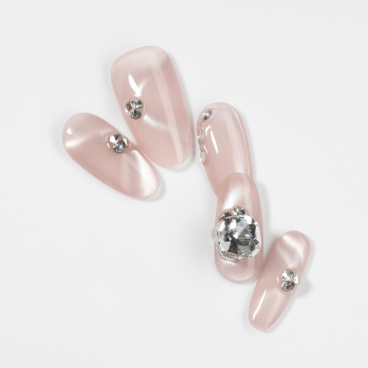 Kiokii Handmade Press - On Nails - Glamorous Pink Cat - Eye Nail Set by Kiokii and... – Press - On Nails