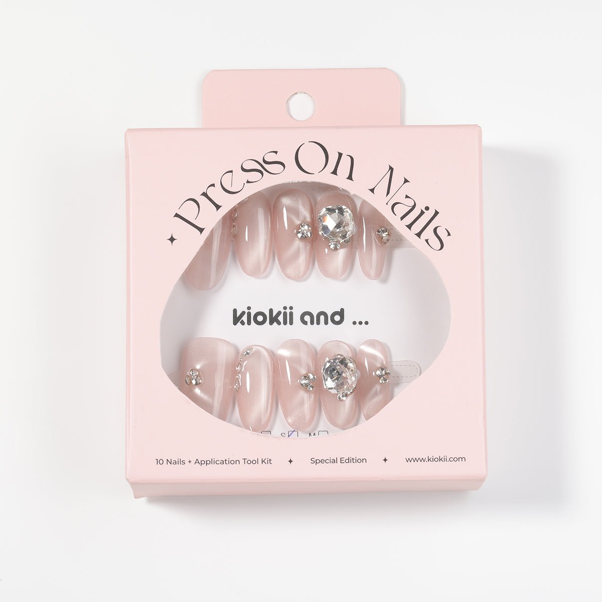Kiokii Handmade Press - On Nails - Glamorous Pink Cat - Eye Nail Set by Kiokii and... – Press - On Nails