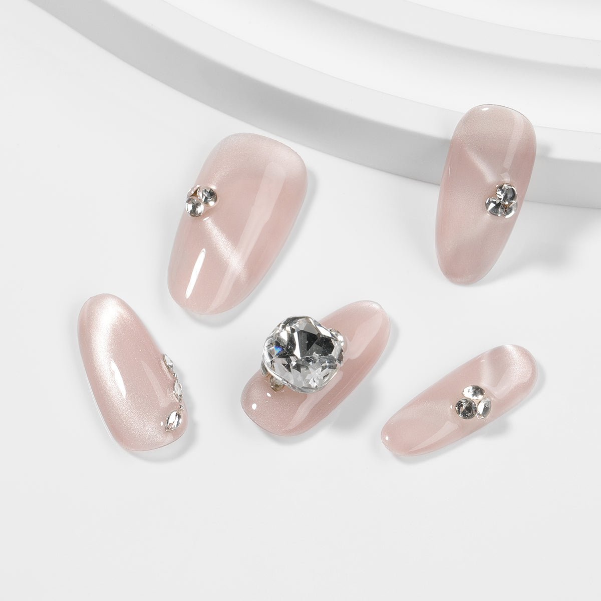 Kiokii Handmade Press - On Nails - Glamorous Pink Cat - Eye Nail Set by Kiokii and... – Press - On Nails