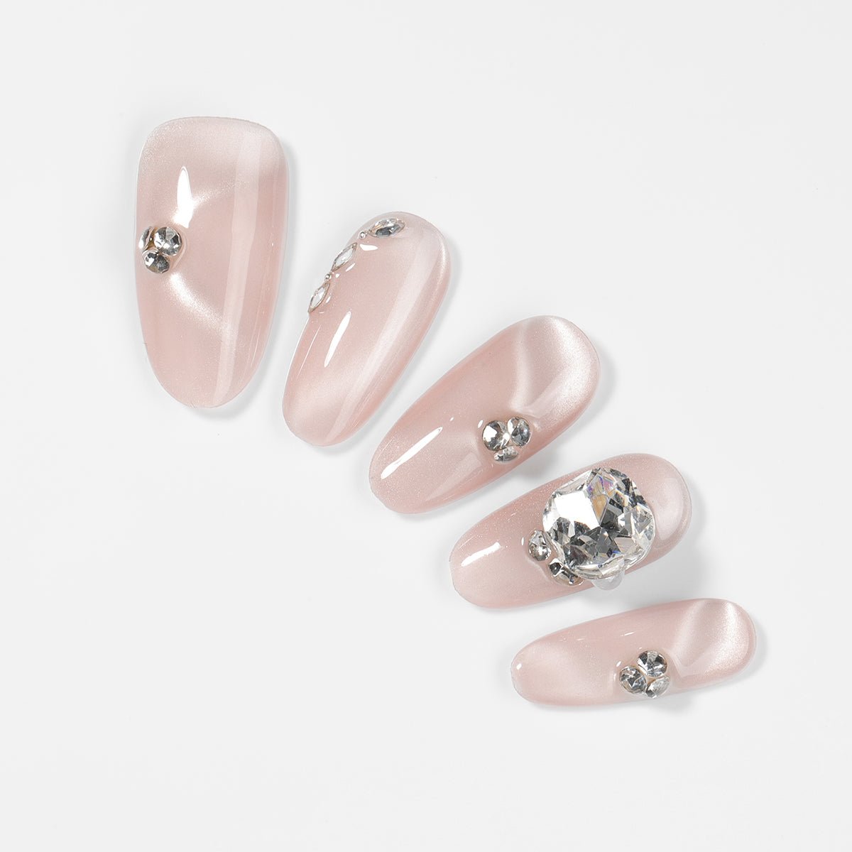 Kiokii Handmade Press - On Nails - Glamorous Pink Cat - Eye Nail Set by Kiokii and... – Press - On Nails