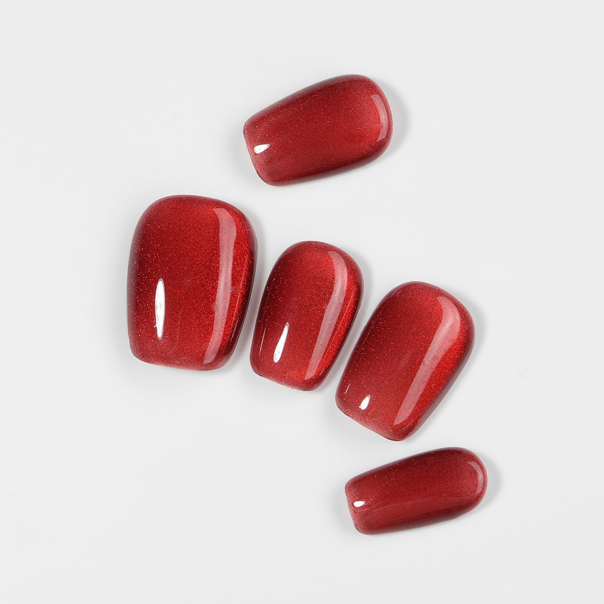 Kiokii Handmade Press - On Nails - Glamorous Red Shimmer by Kiokii and... – Press - On Nails