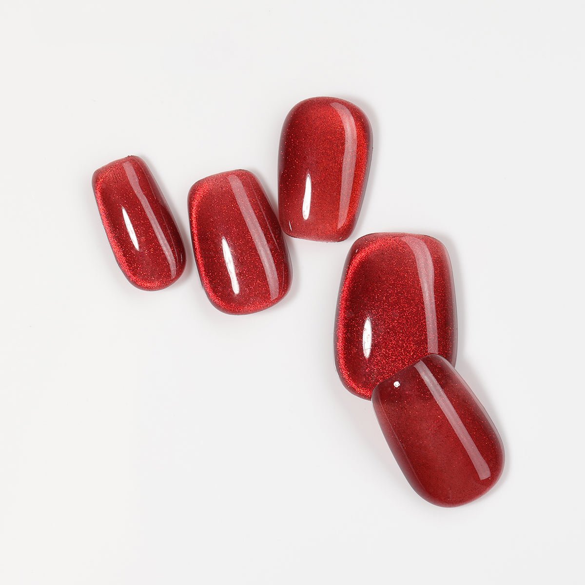 Kiokii Handmade Press - On Nails - Glamorous Red Shimmer by Kiokii and... – Press - On Nails