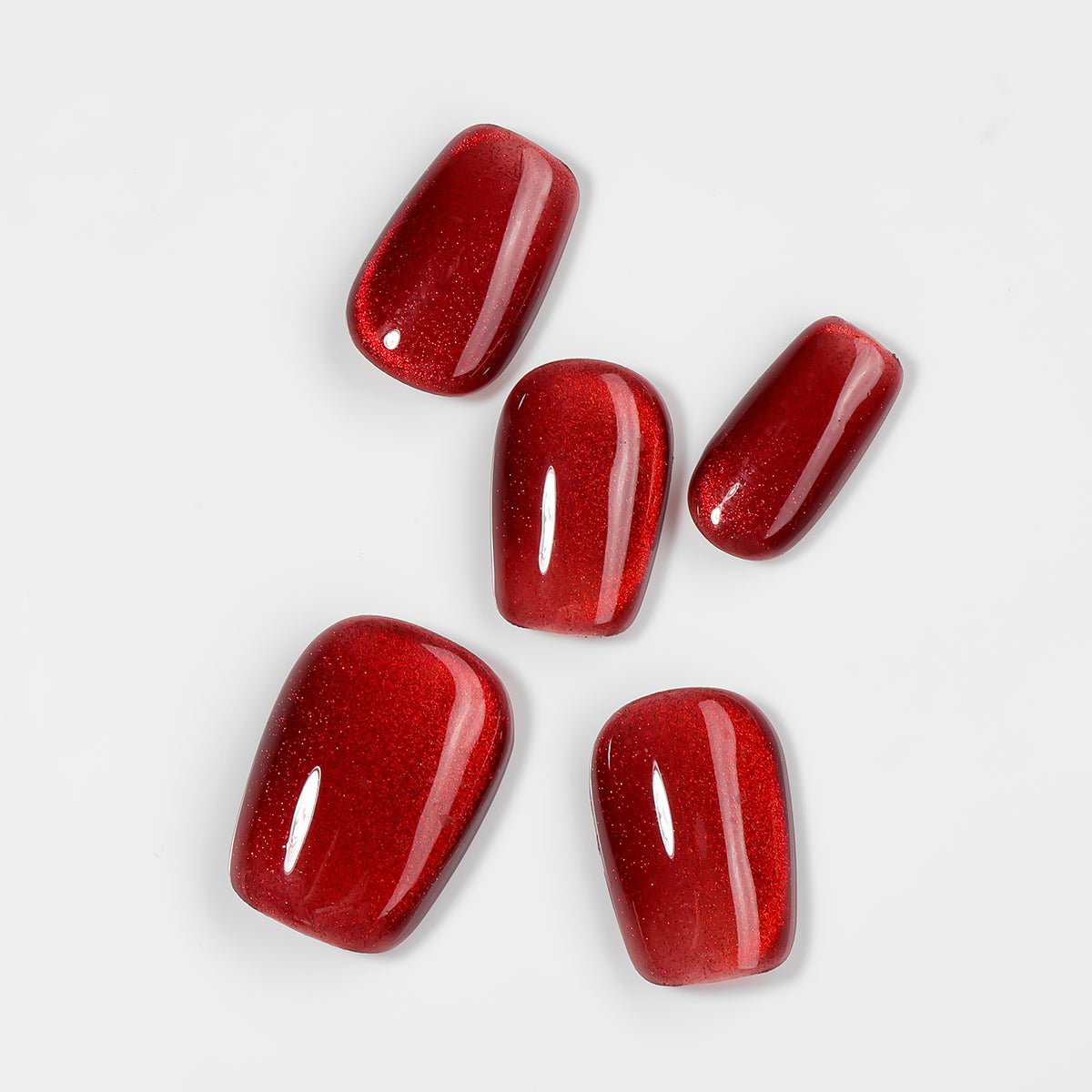 Kiokii Handmade Press - On Nails - Glamorous Red Shimmer by Kiokii and... – Press - On Nails