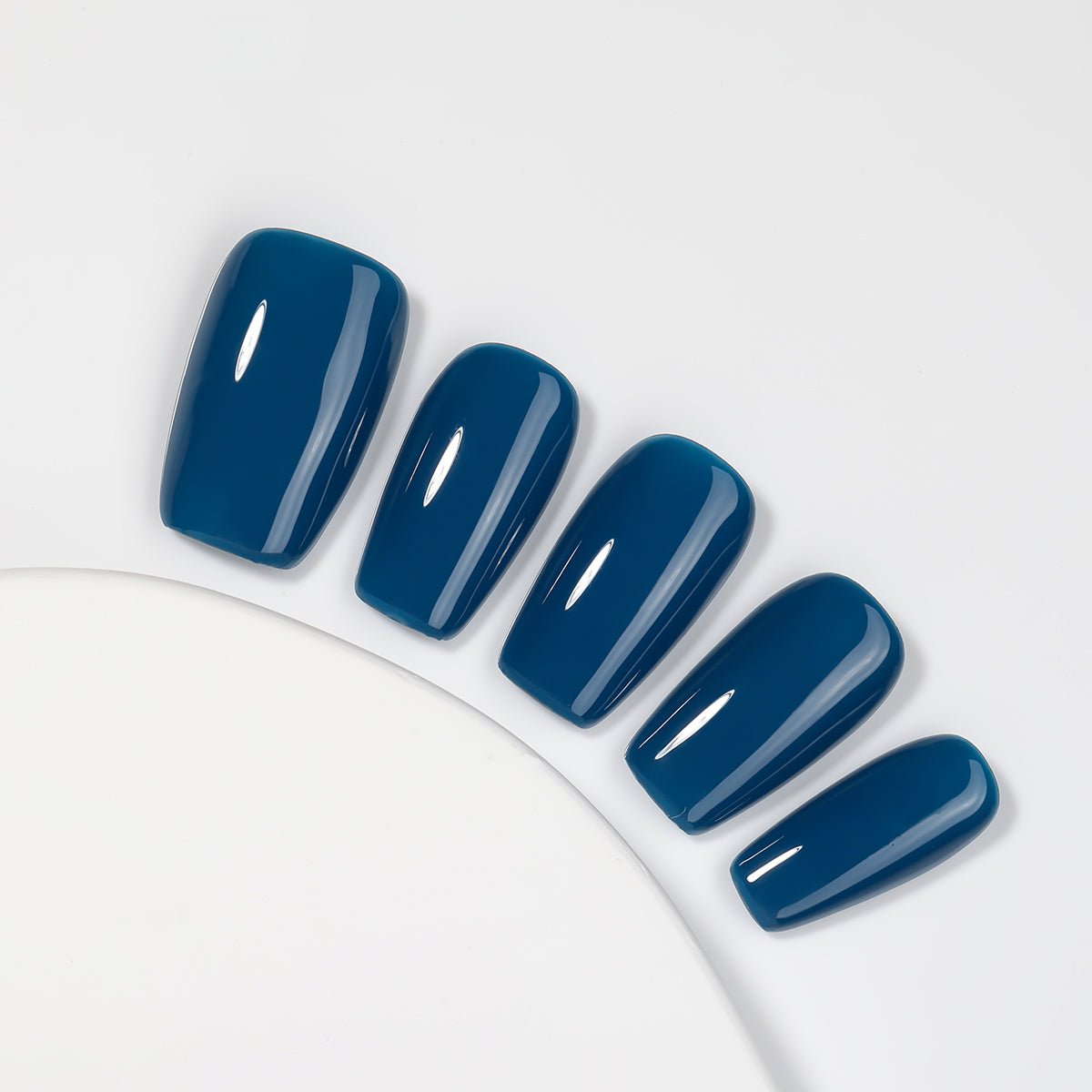 Kiokii Handmade Press - On Nails - Glossy Azure Elegance by Kiokii and... – Press - On Nails