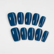 Kiokii Handmade Press - On Nails - Glossy Azure Elegance by Kiokii and... – Press - On Nails