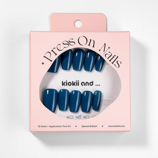 Kiokii Handmade Press - On Nails - Glossy Azure Elegance by Kiokii and... – Press - On Nails photo