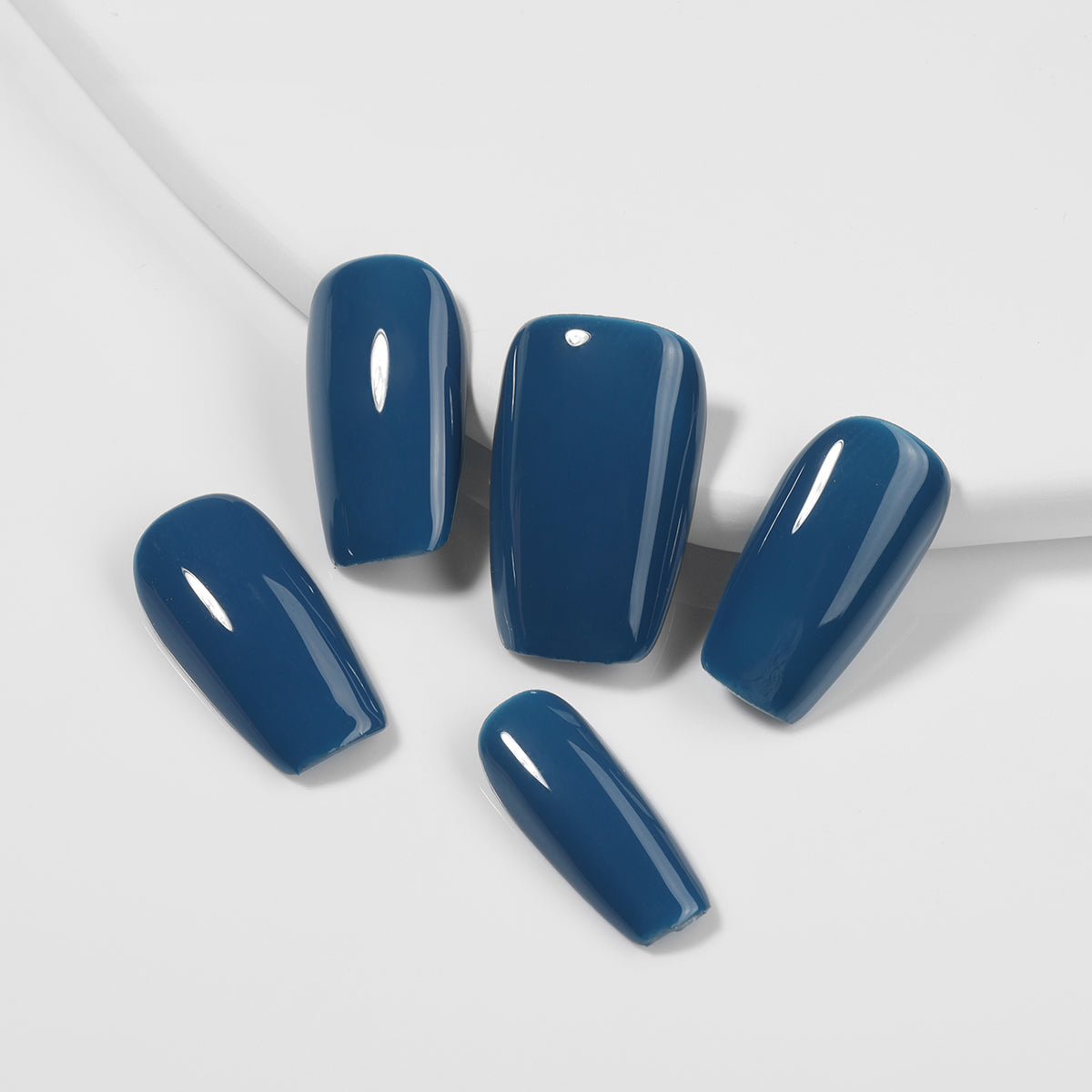 Kiokii Handmade Press - On Nails - Glossy Azure Elegance by Kiokii and... – Press - On Nails