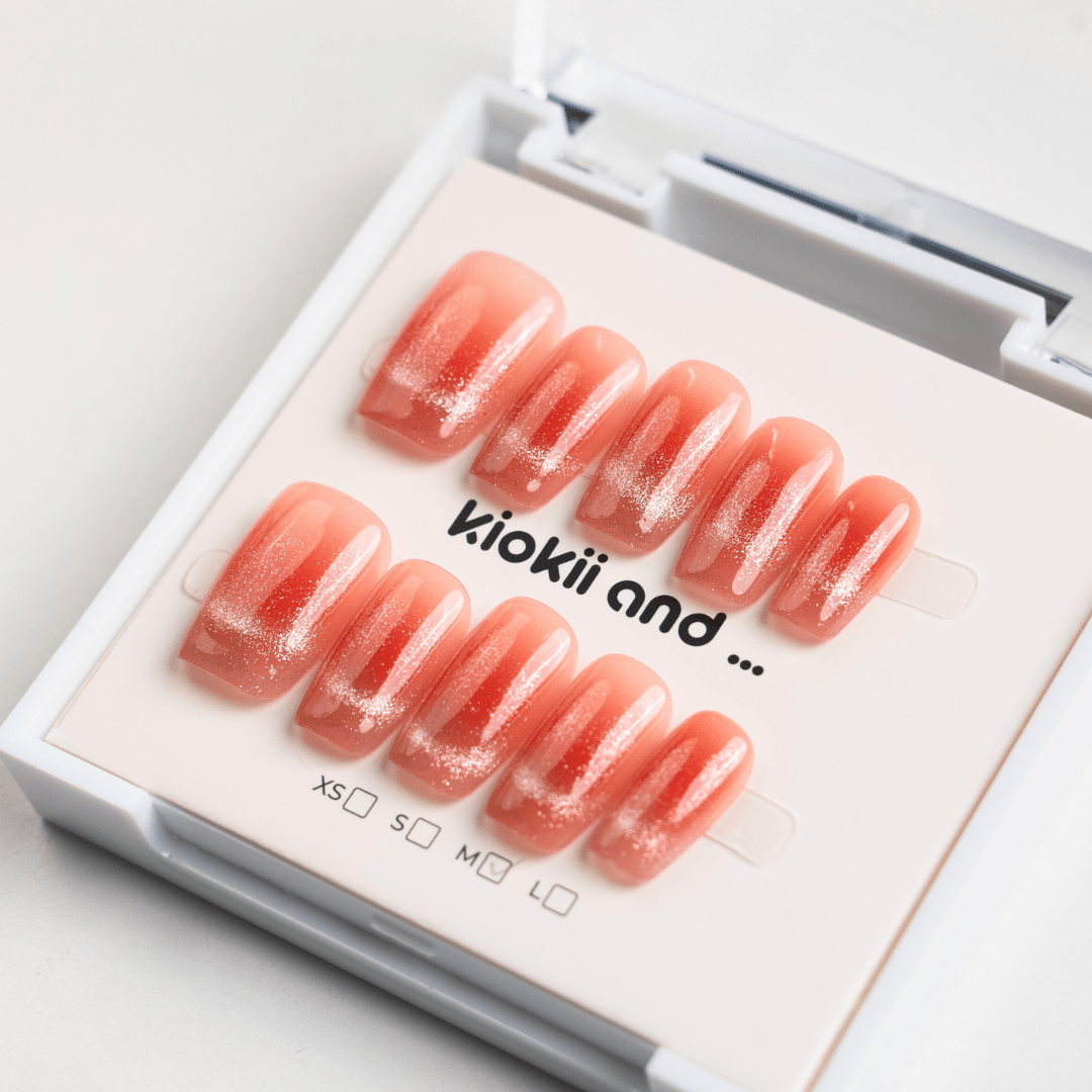 Kiokii Handmade Press - On Nails - Peach Glaze by Kiokii and... – Press - On Nails