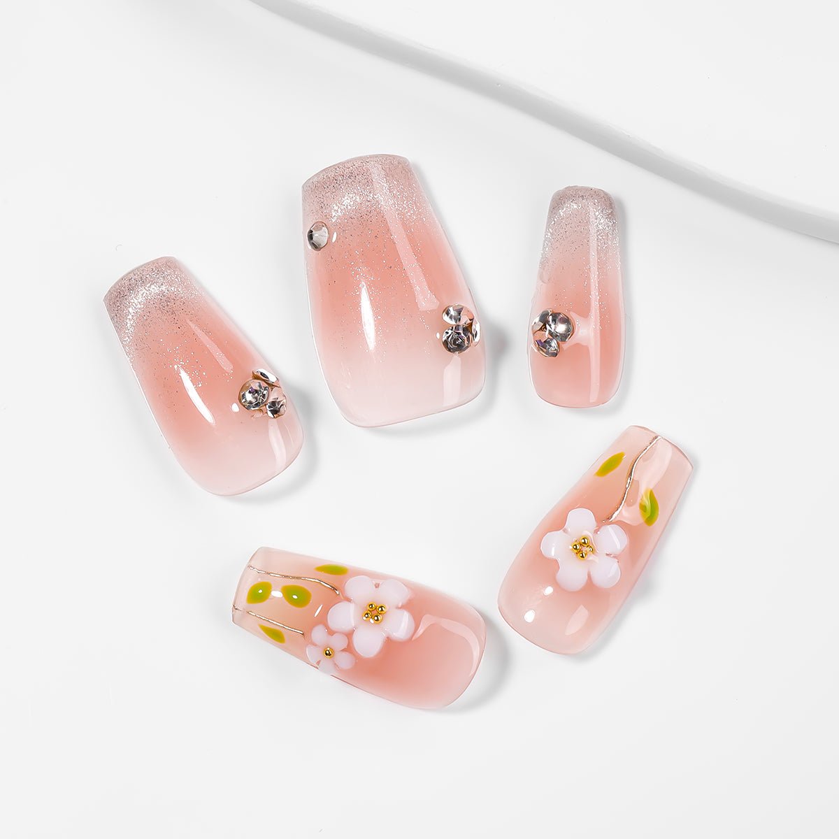 Kiokii Handmade Press - On Nails - Pink Bloom by Kiokii and... – Press - On Nails