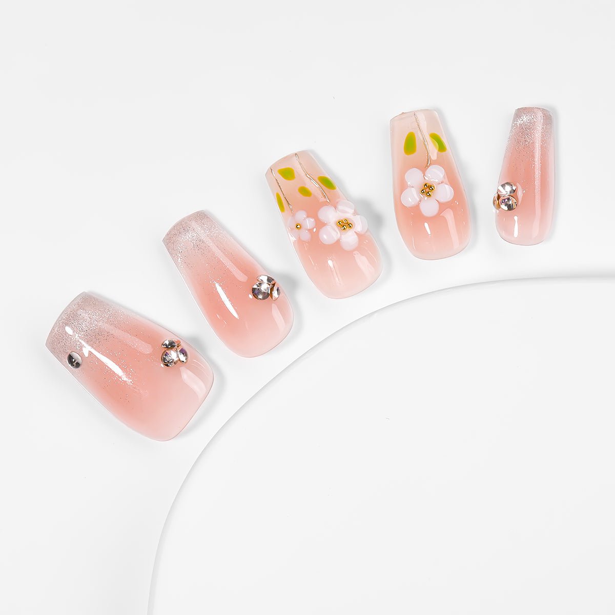 Kiokii Handmade Press - On Nails - Pink Bloom by Kiokii and... – Press - On Nails
