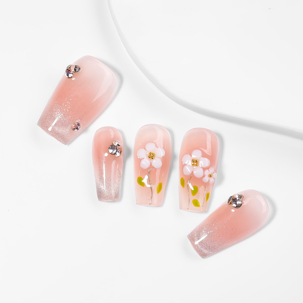 Kiokii Handmade Press - On Nails - Pink Bloom by Kiokii and... – Press - On Nails