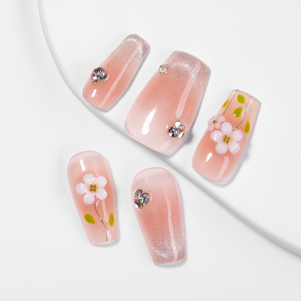 Kiokii Handmade Press - On Nails - Pink Bloom by Kiokii and... – Press - On Nails