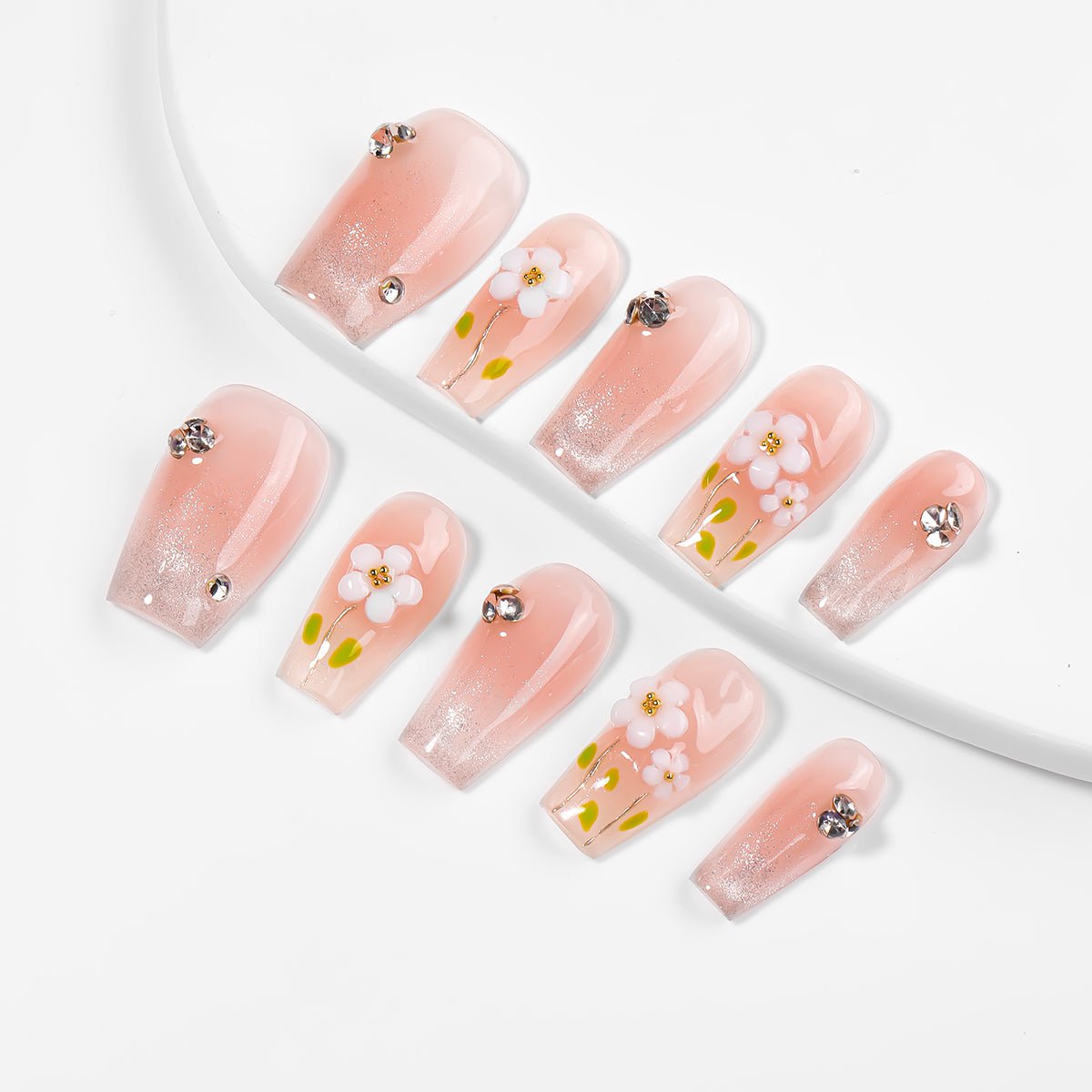 Kiokii Handmade Press - On Nails - Pink Bloom by Kiokii and... – Press - On Nails