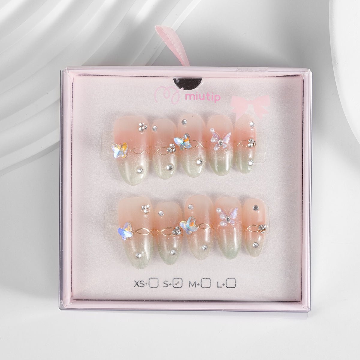 Kiokii Handmade Press - On Nails - Pink - Green Gradient by Kiokii and... – Nail Art