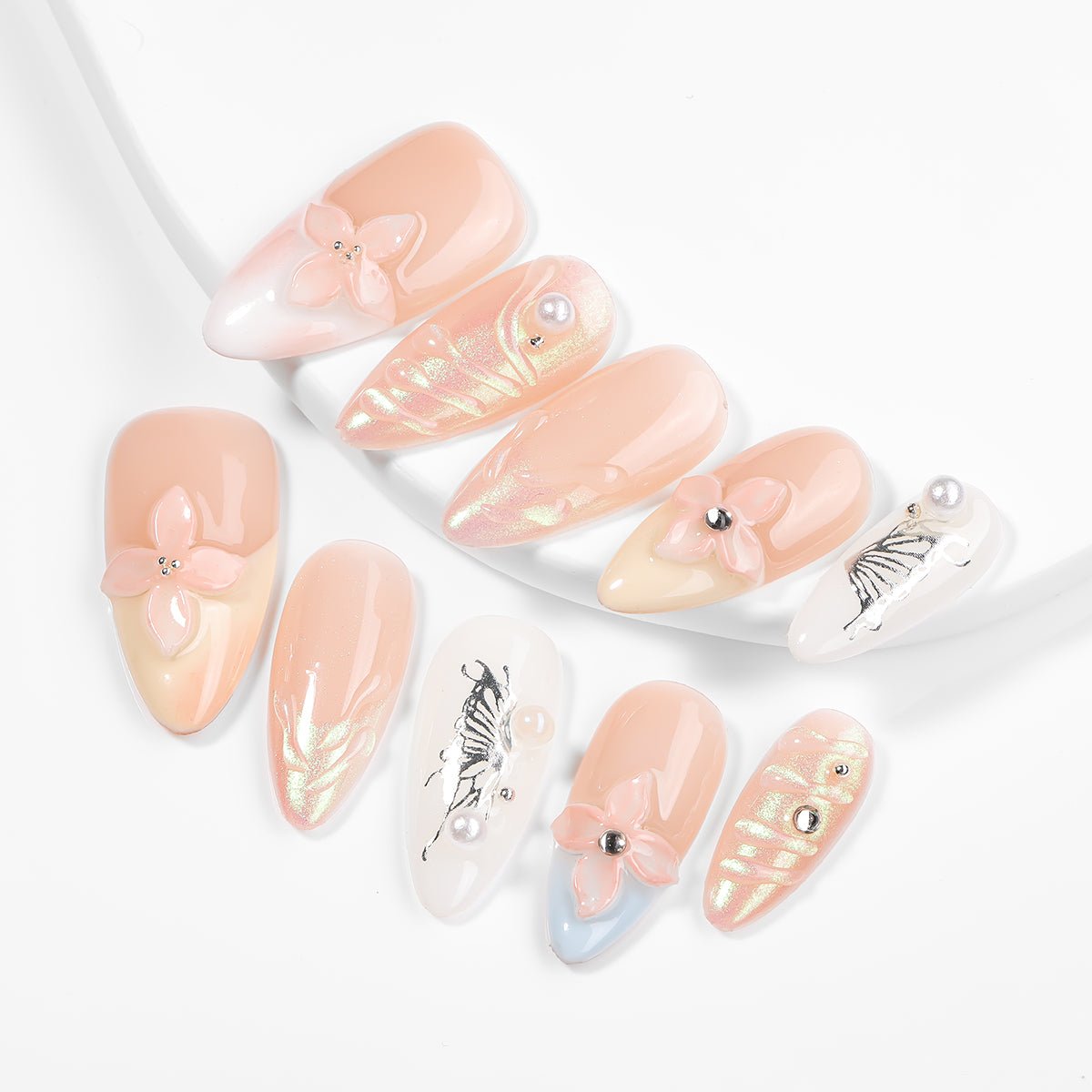 Kiokii Handmade Press - On Nails - Whispering Petals Nail Art by Kiokii and... – Press - On Nails