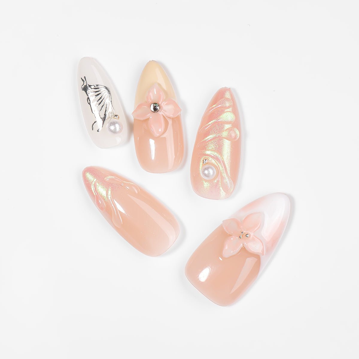 Kiokii Handmade Press - On Nails - Whispering Petals Nail Art by Kiokii and... – Press - On Nails