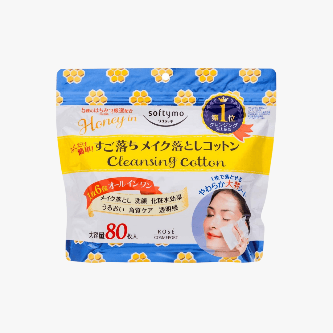 KOSE Softymo Cleansing Cotton (HoneyMild) 80 Sheets by Kose – Makeup Remover
