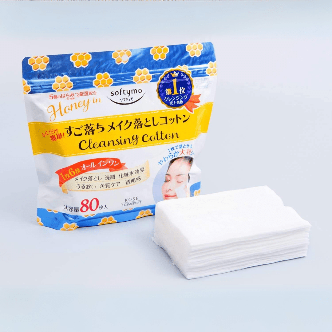 KOSE Softymo Cleansing Cotton (HoneyMild) 80 Sheets by Kose – Makeup Remover