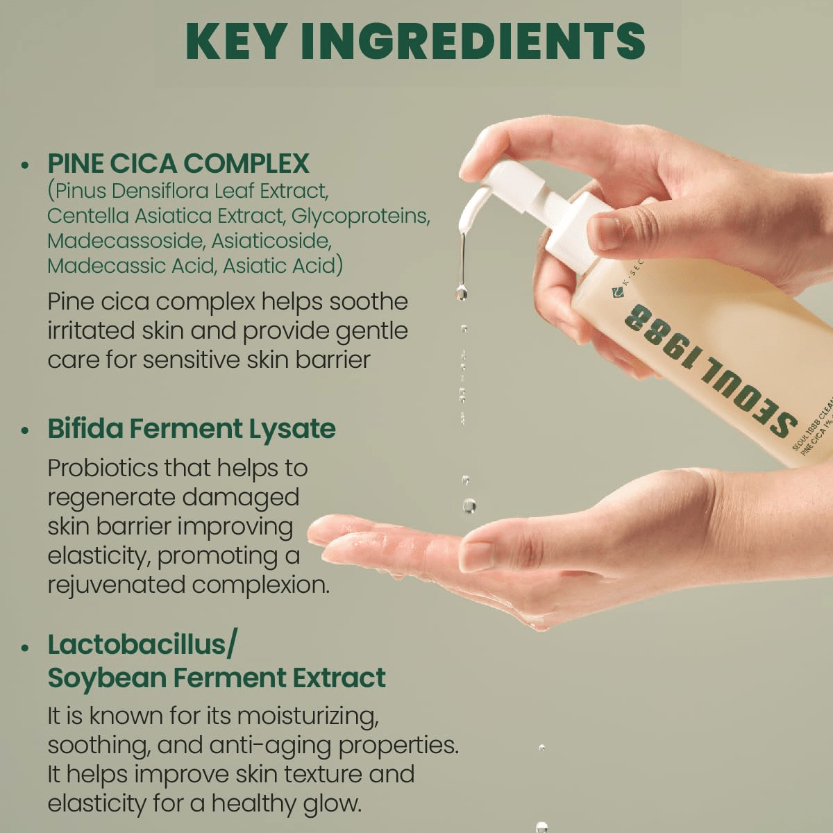 KSECRET SEOUL 1988 Cleansing Oil: Pine Cica 1% + Probiotics 200ml by KSECRET – Makeup Remover