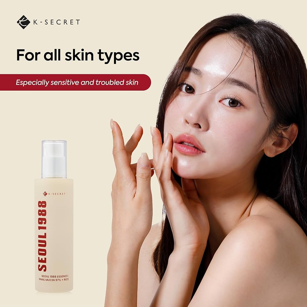 KSECRET SEOUL 1988 Essence: Snail Mucin 97% + Rice 100ml by KSECRET – Toner & Essence