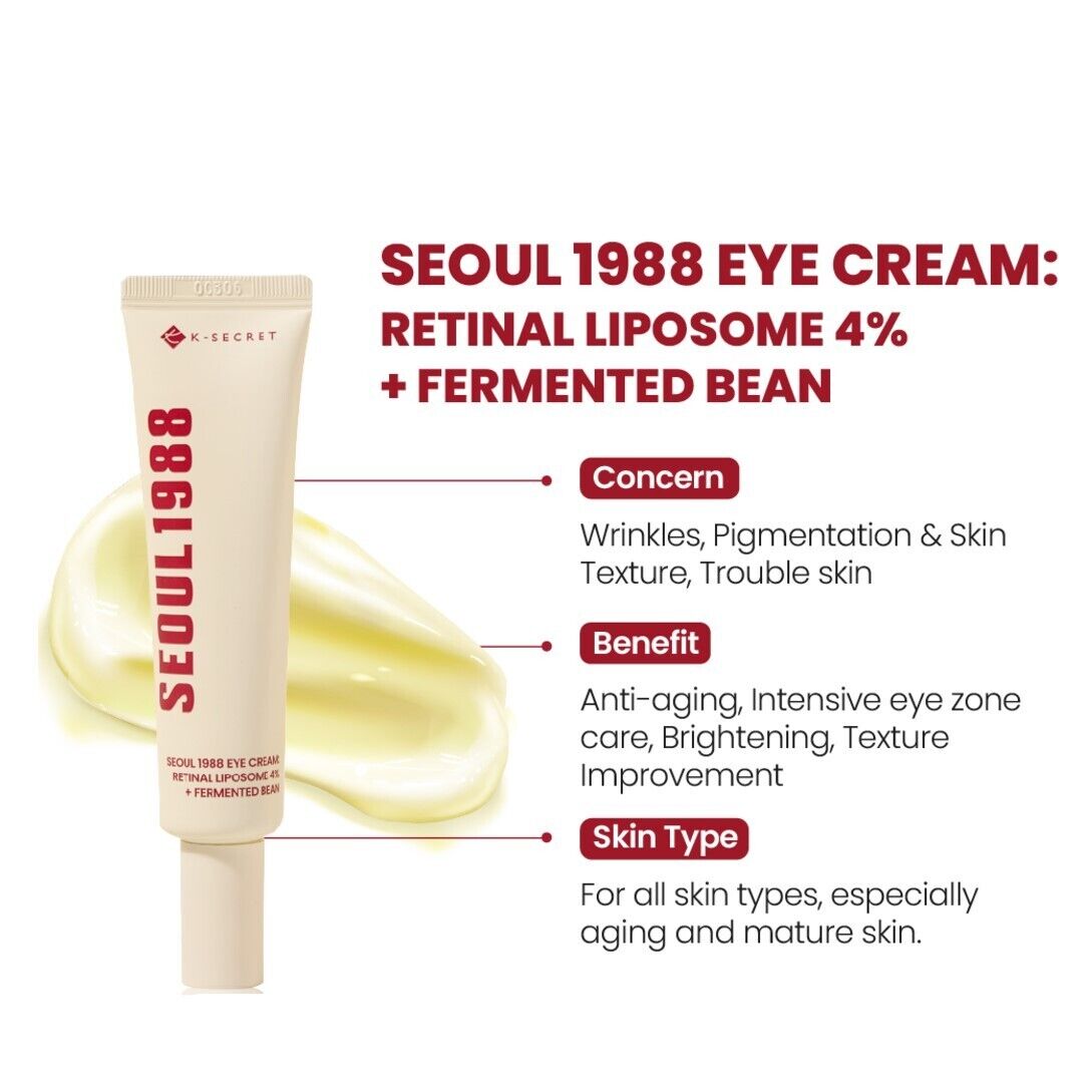 KSECRET SEOUL 1988 Eye Cream: Retinal Liposome 4% + Fermented Bean 30ml by KSECRET – Eye Cream & Serum